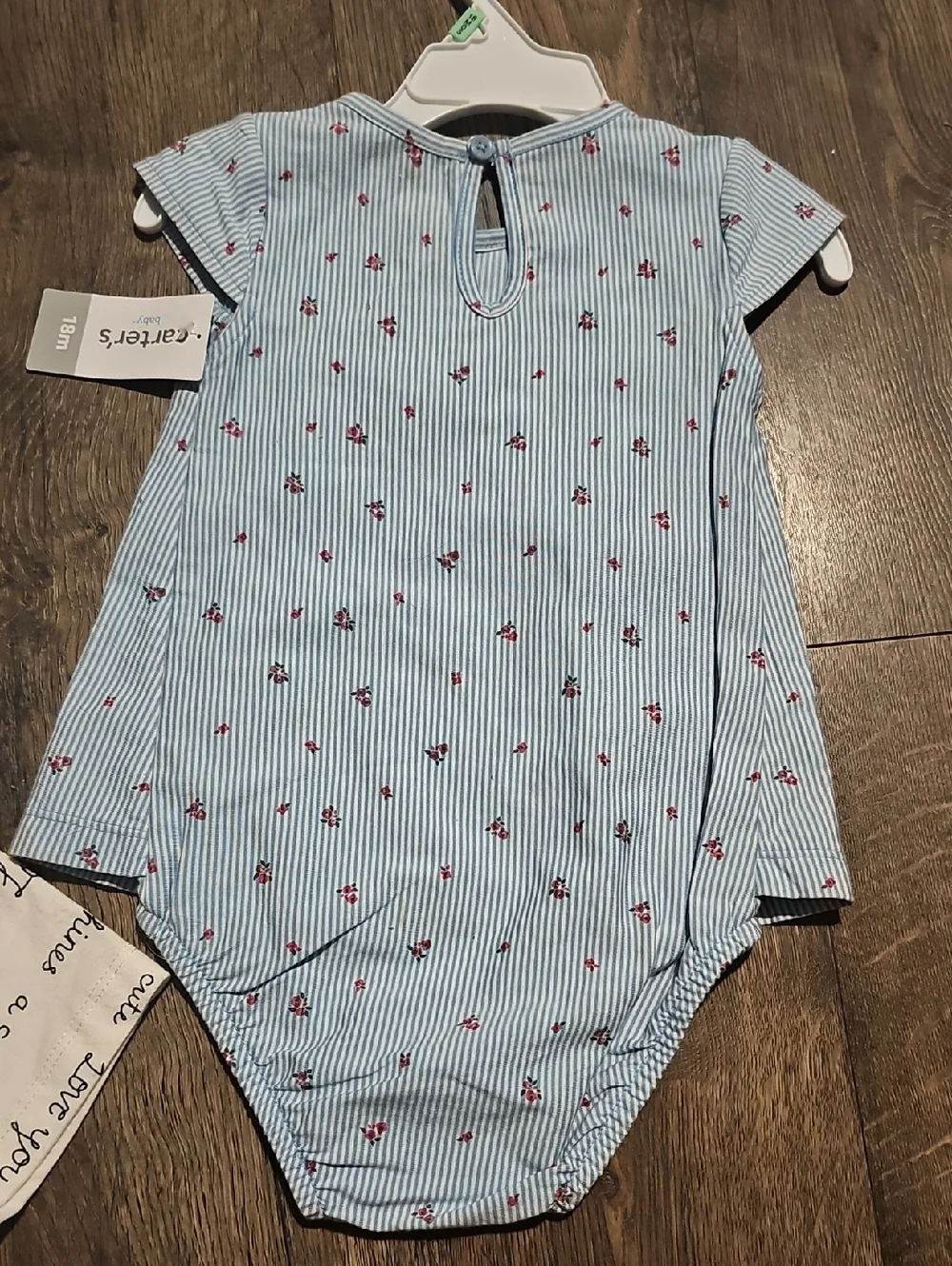 NWT 2 Carter's Dresses Ispirational Heart Blue Striped Romper Floral 18 Months